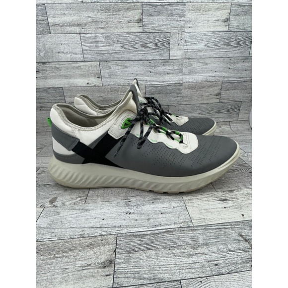 ECCO BIOM H4 Golf Shoes Men Gray White Green EU Sz 46 US 12.5 Waterproof Leather - Picture 9 of 12